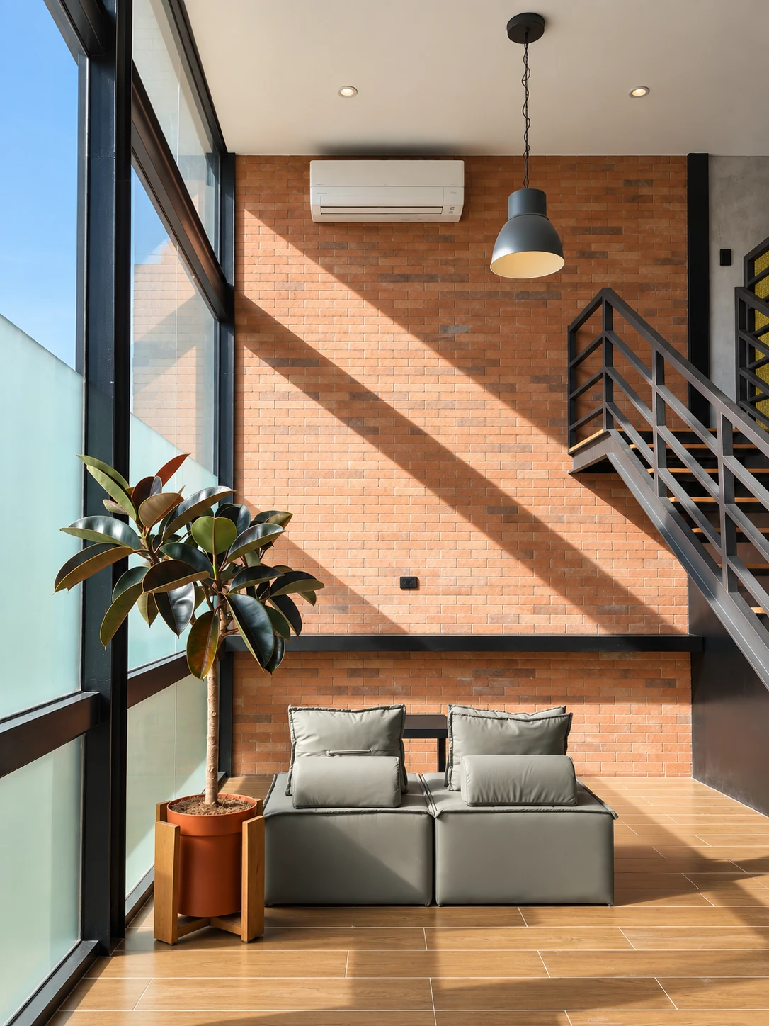 Warm brick, timber and daylight at Lofts at the Benchender